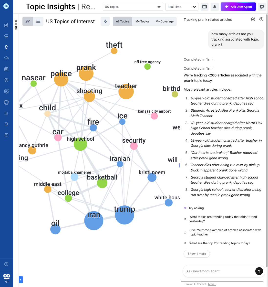 Topic Insights chat assistant - Newsroom help
